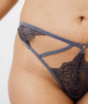 Knotty Lace Me In Grey Thong