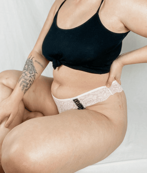 Knotty Black Ribbon Bloom Thong