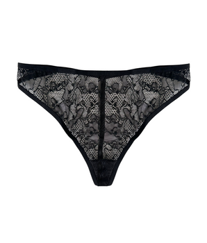 Knotty Front-Coverage Black G-String