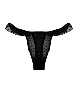 Knotty Obsidian Heart Lace Thong