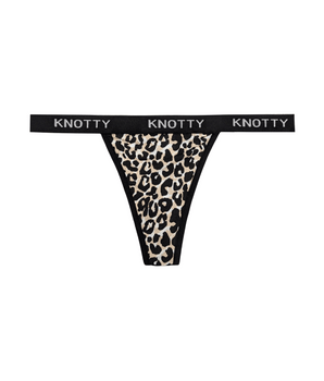 Knotty Leopard Cotton Banded Thong