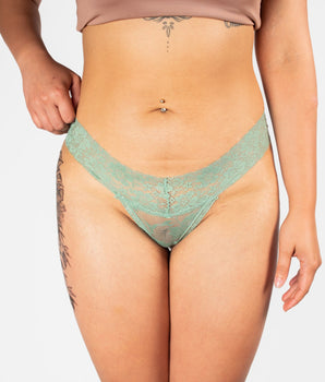Knotty Army-Green Lace Thong