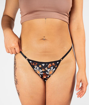 Knotty Black Floral Fall Delights G-String