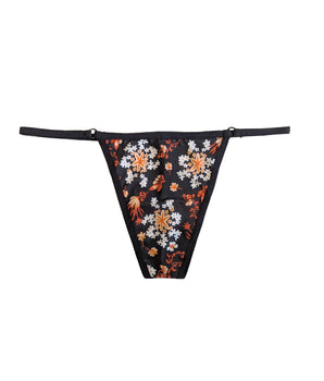 Knotty Black Floral Fall Delights G-String