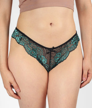 Knotty Charmed Metallic Lace Thong