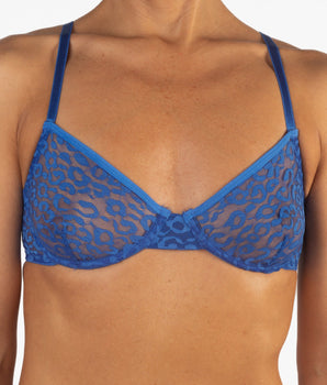 Knotty Cobalt Leopard Lace Bra