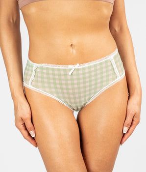 Knotty Green Gingham Mesh Brief