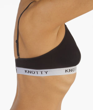 Knotty Black Cotton Bra