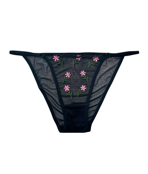 Knotty Sheer Daisy-Embroidered Bikini