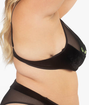 Knotty Miss Kitty Cat Velvet + Mesh Bra