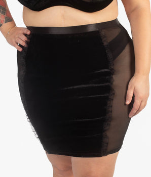 Knotty Miss Kitty Cat Velvet + Mesh Skirt