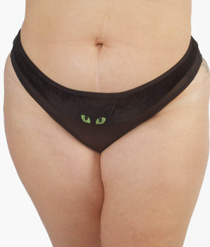 Knotty Miss Kitty Cat Velvet + Mesh Cheeky