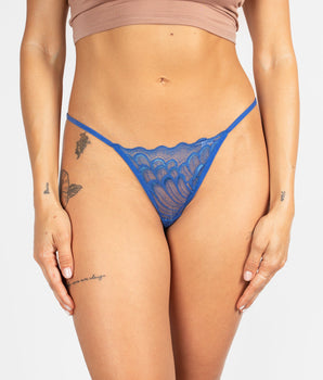 Knotty Royal Blue Petal Lace G-String
