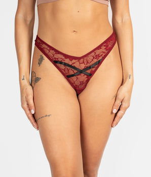 Knotty Sexy Merlot Lace Thong