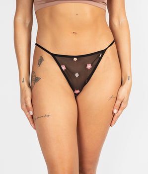 Knotty Sheer Floral-Embroidered Bikini