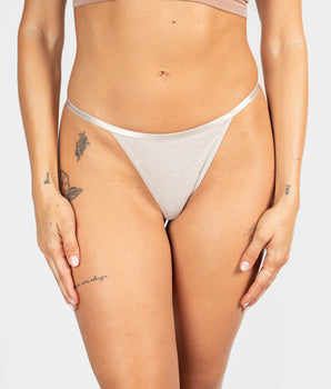 Knotty Shimmering Silver Cotton Thong