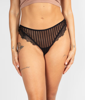Knotty Stripe & Lace Charmer Thong