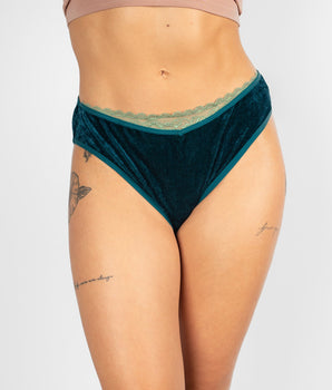 Knotty Velvet Lace-Trim Brief
