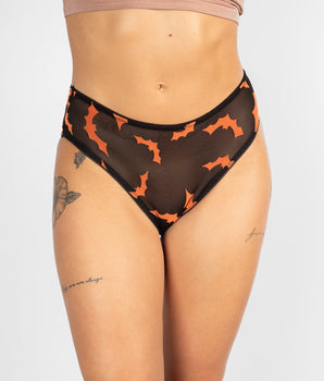Knotty Velvet Mesh Orange Bat Brief