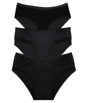 Knotty All-Black Cotton Brief Set (3-Pack)