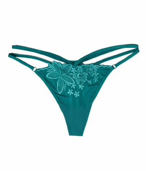 Knotty Double Strap Teal Floral Thong