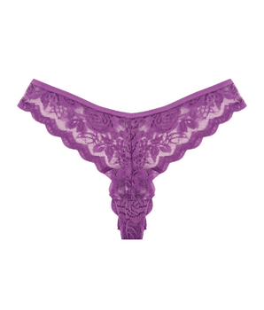 Knotty Plum Lace Floral Thong