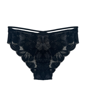 Knotty Black Floral Strappy Cheeky