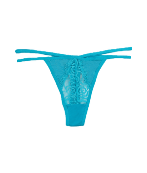 Knotty Double Strap Aqua Lace Thong