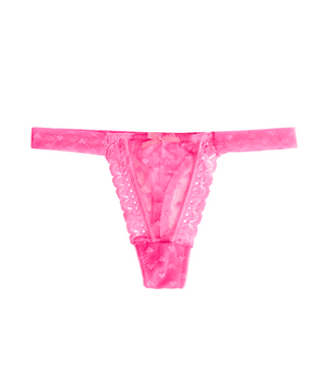 Knotty Polkadot Hearts Neon Pink Thong